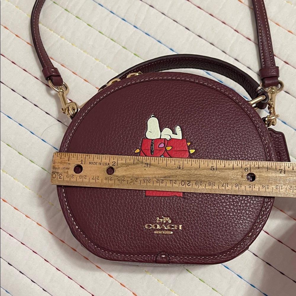 Coach Maroon Crossbody Bag with Snoopy Graphic - Picture 11 of 14